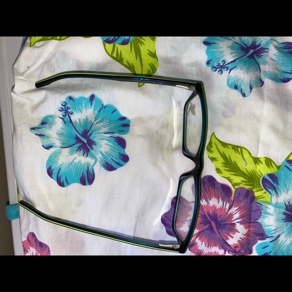 Maui Jim eye glass frames teal blue w/ lime - Picture 2 of 8